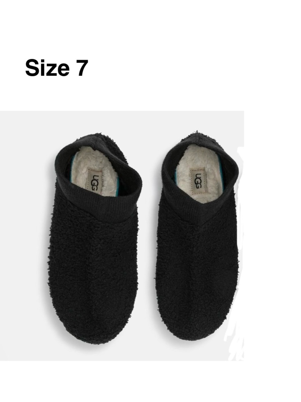 UGG Black Fuzzy removable UGGplush™ sock can be worn without shoe Size 7 ⭐️⭐️⭐️